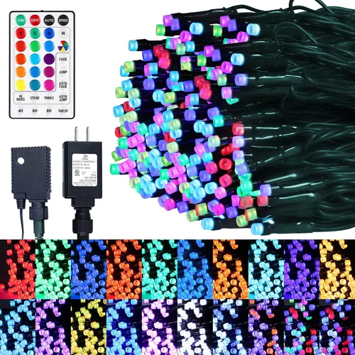 Miniatura 23 de weillsnow Luces de Halloween Moradas y Naranjas, 200 LED 66 Pies con Enchufe Luces de Cadena de Halloween Impermeables, 8 Modos con Memoria