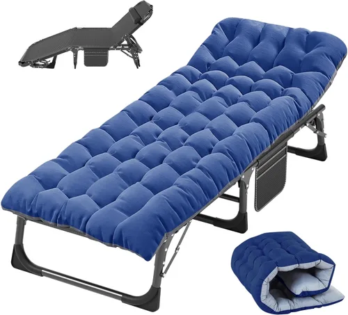 Miniatura 19 de Slsy Catre de camping plegable para adultos con almohadilla, catres de dormir portátiles acolchados, cama de campamento con bolsa de transporte