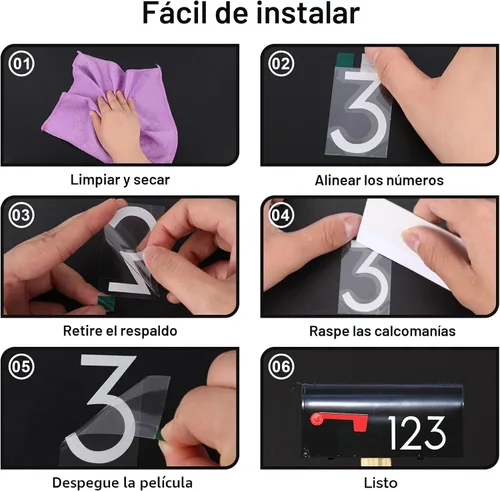 Miniatura 8 de 2 pulgadas Números reflectantes de buzón para exterior, 5 juegos de pegatinas numeradas con lengüetas adhesivas para fácil colocación y despegado