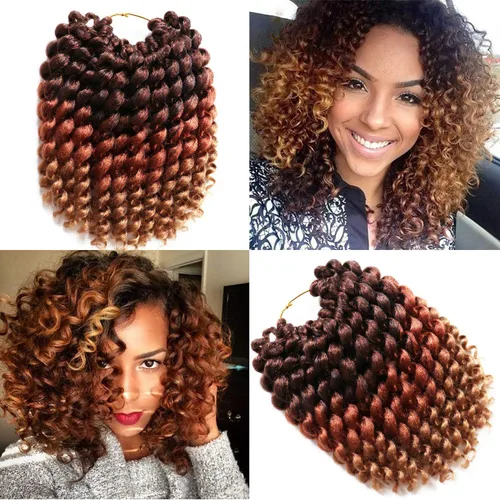 Miniatura 41 de Cabello de ganchillo Jamaicano Bounce, paquete de 4 paquetes de 6 pulgadas, varita de pelo rizado de ganchillo para mujeres negras