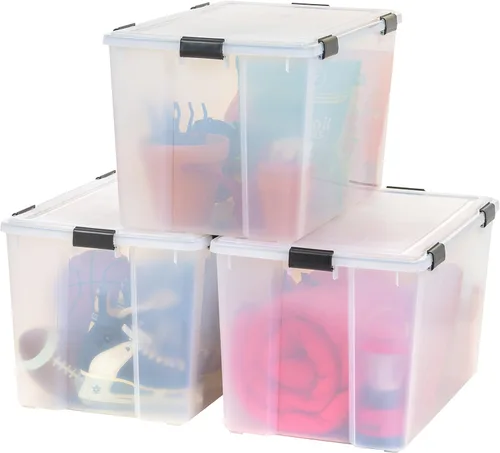 Miniatura 16 de IRIS USA WEATHERPRO - Caja de almacenamiento de plástico con tapa duradera y sello y hebillas de cierre seguro, color negro