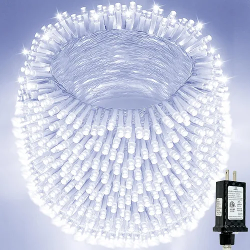 Miniatura 25 de Guirnalda de 100 luces LED conectables para interiores y exteriores, luces de Navidad blancas cálidas de 33 pies, impermeables, 13 modos