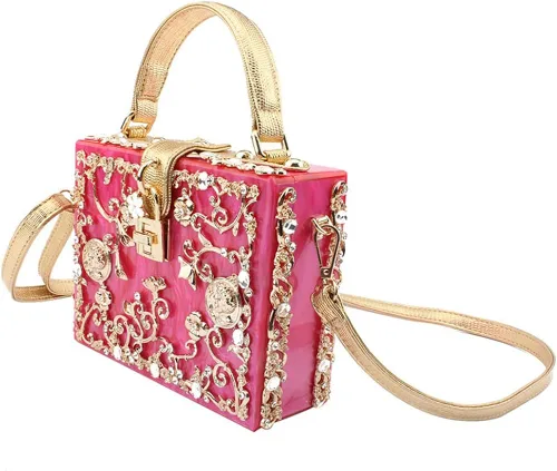 Miniatura 2 de Tngan Bolso de mano de acrílico cuadrado para mujer con diamantes de imitación