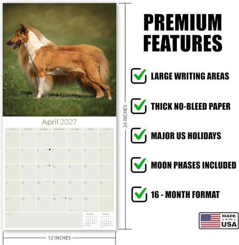 Miniatura 4 de Calendario Collie 2025 2026 – Calendario mensual de pared de raza de perro – 12 x 24 pulgadas abierto – Papel grueso que no se corre – Regalar