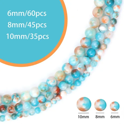 Miniatura 3 de 45 cuentas de jade persa colorido azul natural de 0.315 pulgadas (0.315 in) con cristal curativo energético, cuentas redondas de piedra sueltas