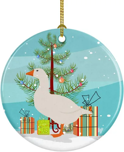 Miniatura 48 de Caroline's Treasures Adorno de cerámica de Navidad pintado o de codorniz chino, decoración colgante de árbol de Navidad verde azulado para el hogar