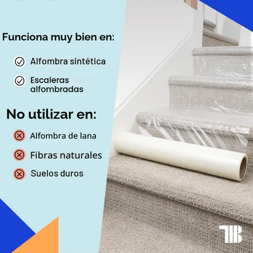 Miniatura 5 de TapeManBlue Rollo de película protectora de alfombra de 24 pulgadas x 200 pies, película protectora de plástico autoadhesiva para alfombras