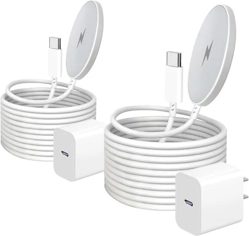 Miniatura 7 de [Certificado Apple MFi] Paquete de 2 cargadores inalámbricos Mag-Safe de 6 pies, almohadilla magnética rápida de 15 W con bloque USB-C para iPhone