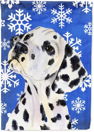 Miniatura 186 de Caroline's Treasures SC9374GF Bulldog English Snow flakes Holiday Garden Flag Buzón Bandera decorativa para patio exterior, patio, obras de arte