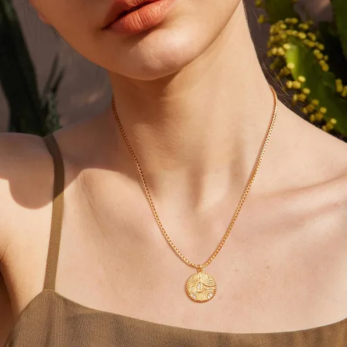 Miniatura 2 de Valloey Rover Collar con dije de lunares pequeños, delicado collar de plata de ley chapada en oro de 14 quilates, collar de gargantilla de círculo