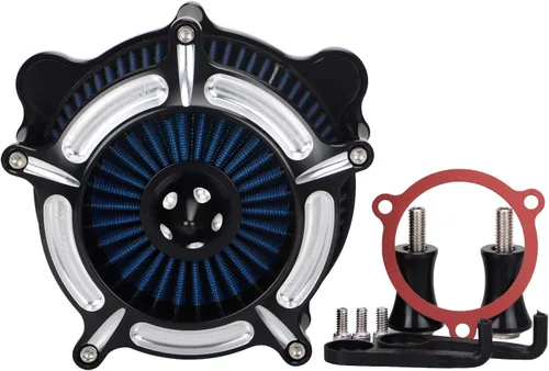 Miniatura 15 de Filtro de entrada azul con filtro de aire de corte en contraste compatible con Harley Dyna 1993-2016, Softail 1993-2015, Touring 1993-2007