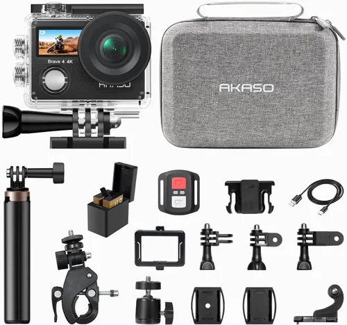 Miniatura 10 de AKASO Brave 4 Cámara de Acción con Empuñadura Flotante Impermeable y Paquete de Bolsa de Transporte - 4K30 20MP Ultra HD EIS 131ft Cámara