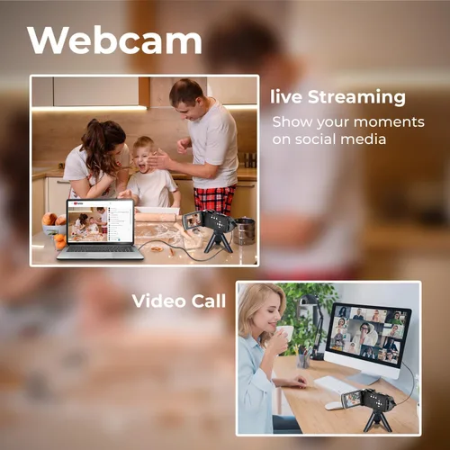 Miniatura 5 de Cámara de video videocámara 2.7K 48MP, cámara de vlogging para YouTube con luz de relleno, 3 pulgadas, 270° 18X, zoom digital, pantalla abatible