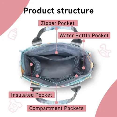 Miniatura 4 de Bolso pequeño impermeable para pañales, bolso de mano, bolso de viaje mini, bolso multifunción para bebé, bolso cruzado de mano (Elefante Azul)
