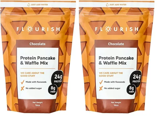 Miniatura 8 de Flourish - Mezcla de proteínas para panqueques y waffles, aislado de proteína de suero y semillas de lino, sin OMG, sin azúcar añadido