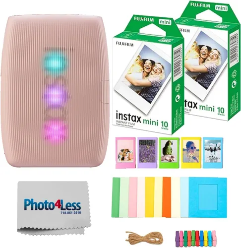 FUJIFILM INSTAX Mini Link 3 - Paquete de impresora para teléfono inteligente con película Fujifilm Instax Mini (20 hojas), marcos de fotos