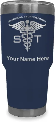 Miniatura 32 de LaserGram Vaso aislado al vacío de 20 onzas, ST Surgical Technologist, grabado personalizado incluido (gris)