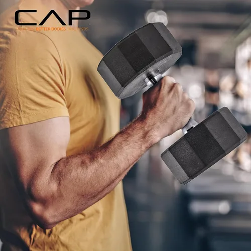 Miniatura 24 de CAP Barbell Juego de mancuernas hexagonales recubiertas de 150 libras con estante vertical Múltiples opciones Estante azul