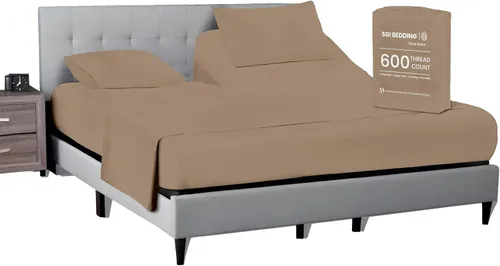 Miniatura 25 de SGI bedding Juego de sábanas King de 36 pulgadas, 100 % algodón egipcio, sábanas ajustables de 600 hilos, juego de sábanas ajustables de 4 piezas