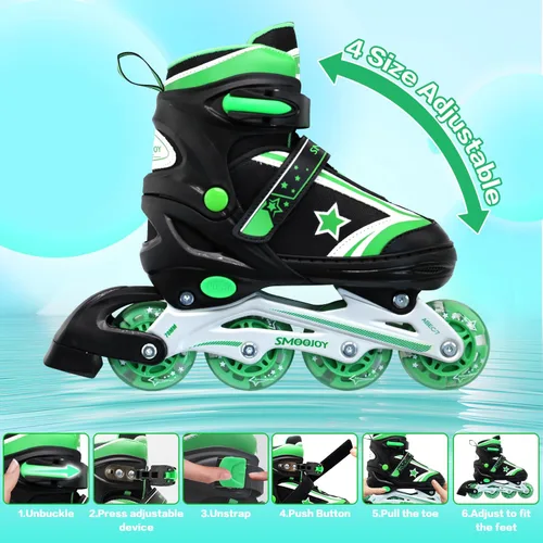 Miniatura 3 de Patines en línea para niños, niñas y jóvenes, todas las ruedas iluminadas con marco de aluminio para principiantes de 5 a 12 años, perfectos