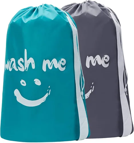 Miniatura 16 de HOMEST Paquete de 2 bolsas de lavandería de viaje XL Wash Me con correa, organizador de ropa sucia, lo suficientemente grande como para contener 4