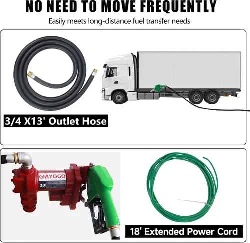 Miniatura 3 de Bomba de transferencia de combustible de 12 voltios y 20 GPM de alto flujo, con boquilla automática verde, bomba de combustible de CC, bomba