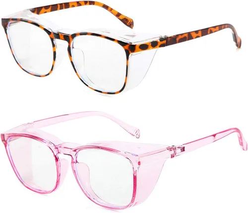 Miniatura 19 de Gafas protectoras de seguridad, lentes claros a prueba de empañamiento/rayones, para hombre, marco transparente Rosado