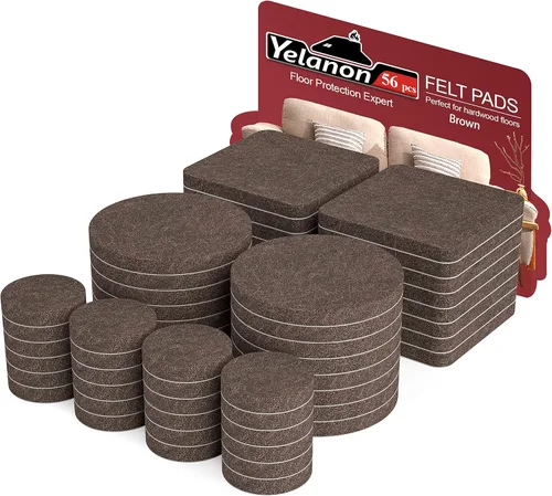 Miniatura 9 de Yelanon Almohadillas de fieltro para muebles, 56 unidades (1+2 pulgadas), almohadillas de fieltro de alta calidad para muebles de patas de silla