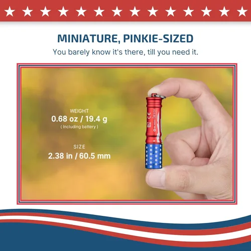 Miniatura 4 de OLIGHT i3E EOS - Linterna EDC compacta de 90 lúmenes con lente PMMA TIR, batería AAA, llavero para noche y camping (Edición Estrellas y Rayas)