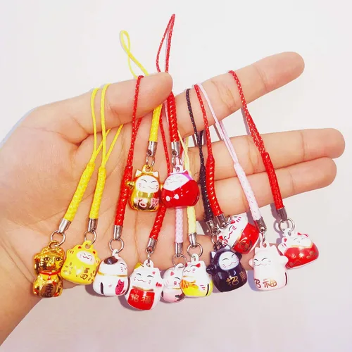 Miniatura 2 de EatingBiting Llavero de gato japonés de la suerte de la fortuna aleatoria, llavero de gato Maneki Neko, llavero Fengshui Fortune Lucky Cat Kitty