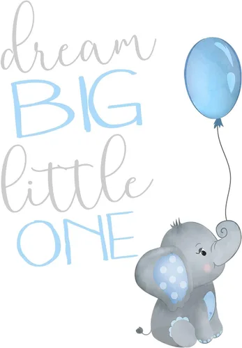 Miniatura 3 de Juego de 3 impresiones artísticas de acuarela para bebé, niño, elefante, guardería, sin marco, en azul y gris, Dream Big Little One, You Are So Loved
