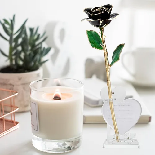 Miniatura 5 de MUEAST Rosa real bañada en oro de 24 quilates, rosa bañada en oro hecha de rosa real, el mejor regalo para aniversario, San Valentín, día
