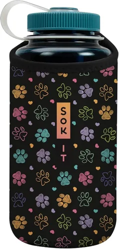 Miniatura 223 de Sok It BotlSok Funda para botella de agua con cubierta de neopreno aislante (Floral abstracto, se ajusta a CamelBak o Nalgene de 12 onzas)