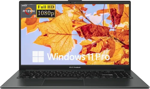 ASUS Vivobook Go - Laptop FHD de 15.6 pulgadas, portátil de negocios, AMD Ryzen 3 7320U, 8 GB de RAM, SSD de 128 GB, plano de 180°, WiFi, Bluetooth,