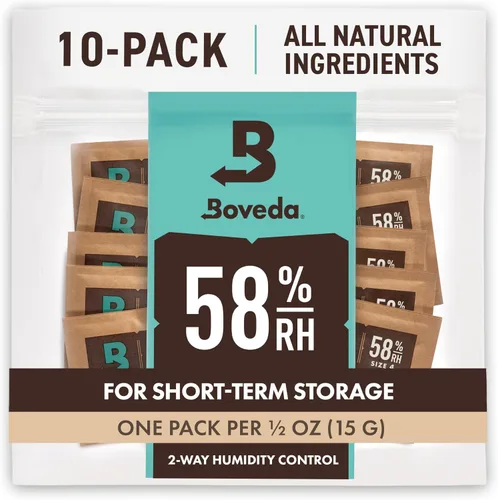 Miniatura 9 de Boveda Paquetes de control de humedad bidireccional 58% para almacenar 1 onza – Tamaño 8 – Paquete de 10 – Absorbentes de humedad para contenedores