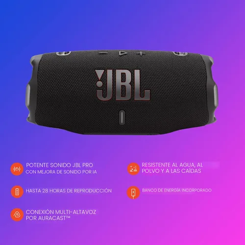 Miniatura 8 de JBL Charge 6 - Altavoz Bluetooth portátil, impermeable y a prueba de caídas, sonido JBL Pro audaz con refuerzo de sonido AI, 28 horas de tiempo