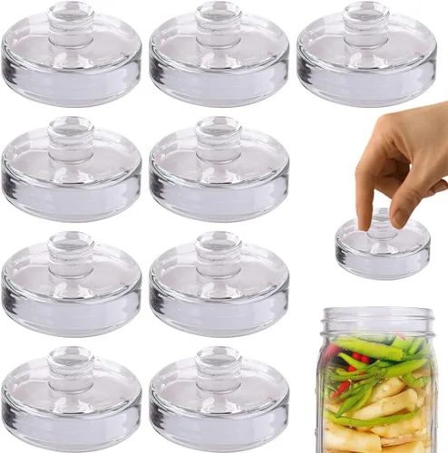 Eleganttime Paquete de 9 Pesos de Fermentación de Vidrio con Mango de Agarre Fácil, Kit de Pesos Pesados de Fermentación para Frascos Mason de Boca
