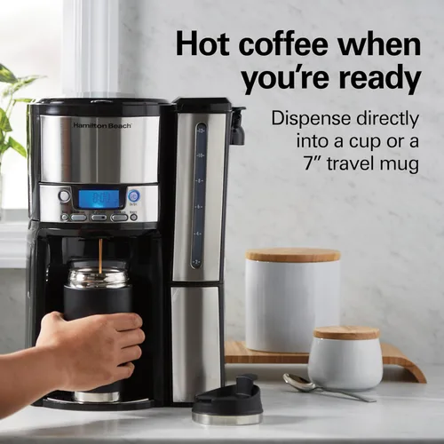Miniatura 4 de Hamilton Beach BrewStation (47950) - Cafetera para 12 tazas, máquina de café programable Negro y plateado