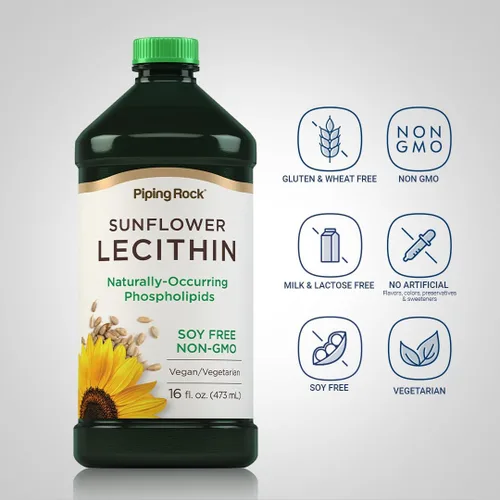 Miniatura 3 de Piping Rock Suplemento líquido de lecitina de girasol Aceite de 16 onzas Fosfolípidos naturales Vegano, sin soja, sin OMG, sin soja, sin gluten