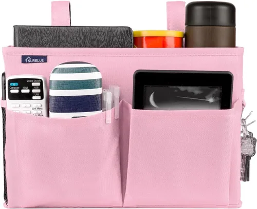 Miniatura 4 de Surblue Caddy Organizador Colgante Bolsa de Almacenamiento para Mesita de Noche para Literas y Camas de Hospital, Rosa, Pequeño