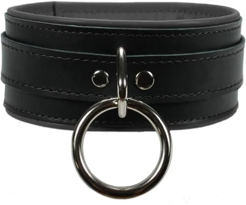 Miniatura 5 de Madison Collar O-Ring Superior Latigo Cuero Suave Cordero Hecho A Mano Elegante Collar Acolchado, Violeta oscuro