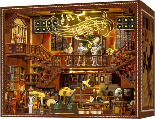 Miniatura 7 de Kit de rincón de lectura pirata - Kit de casa en miniatura DIY para adultos, adolescentes, decoración de estanterías de libro con luz LED