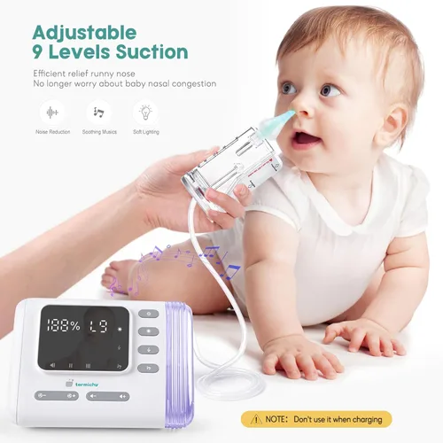 Miniatura 5 de Termichy Aspirador nasal eléctrico para bebés: recargable de 9 niveles de succión de succión para niños pequeños nariz tapada - Aspirador de nariz