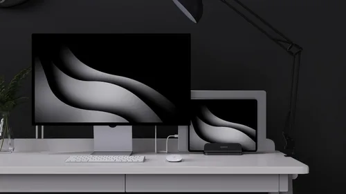 Miniatura 8 de JOKItech Organizador vertical de aluminio doble para laptop, soporte resistente para computadora portátil compatible con Liquid Retina XDR Apple