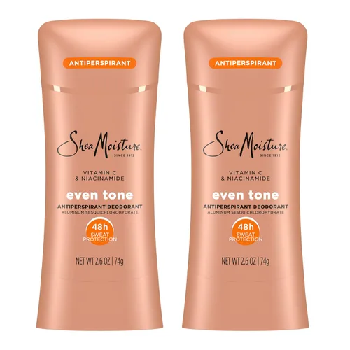 SheaMoisture - Desodorante antitranspirante en barra de tono uniforme, vitamina C y niacinamida, 2 unidades para protección contra el sudor y el