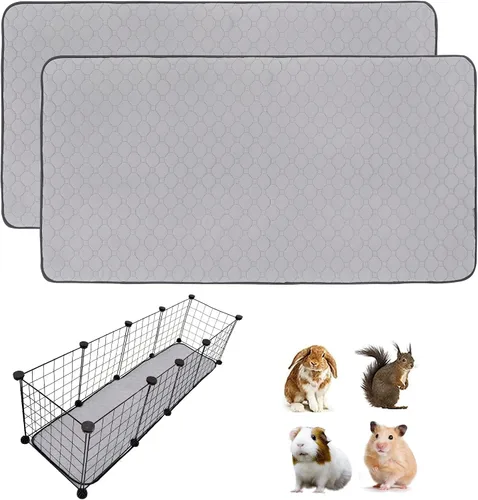 Miniatura 23 de Paquete de 2 forros para jaula de cobayas LWYMX, 24'' X 48'', almohadillas lavables para orina de cobayas, alfombrilla antideslizante reutilizable