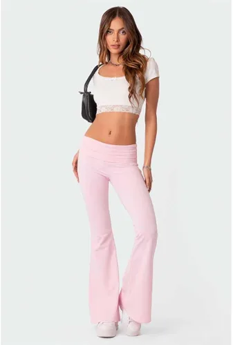 Miniatura 5 de Leggings acampanados para mujer, cintura elástica doblada, pantalones de yoga para entrenamiento, pantalones casuales ajustados con corte de bota