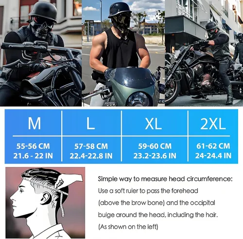 Miniatura 6 de Casco de motocicleta de estilo alemán, aprobado por DOT, para adultos, hombres y mujeres, casco de media carcasa con gafas, para bicicleta de calle