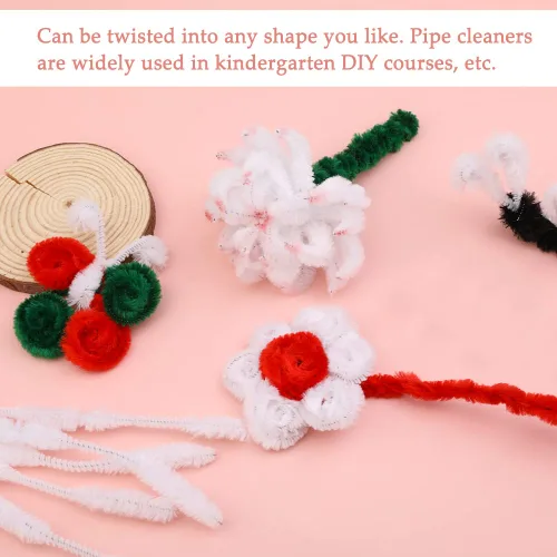 Miniatura 6 de 100 piezas de tallos de chenilla, tallos de chenilla para limpiar tuberías blancas, suministros de manualidades para decoración de manualidades