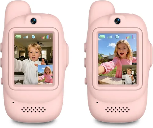 Miniatura 11 de Walkie Talkies de video para niños, paquete de 2 walkie talkies de video recargables, cámara HD, cambiador de voz, para diversión familiar, Azul